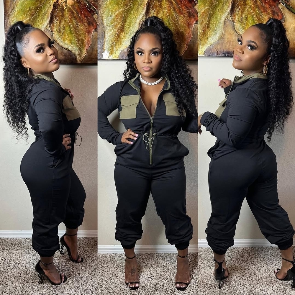 Stylish Black and Olive Jumpsuit
